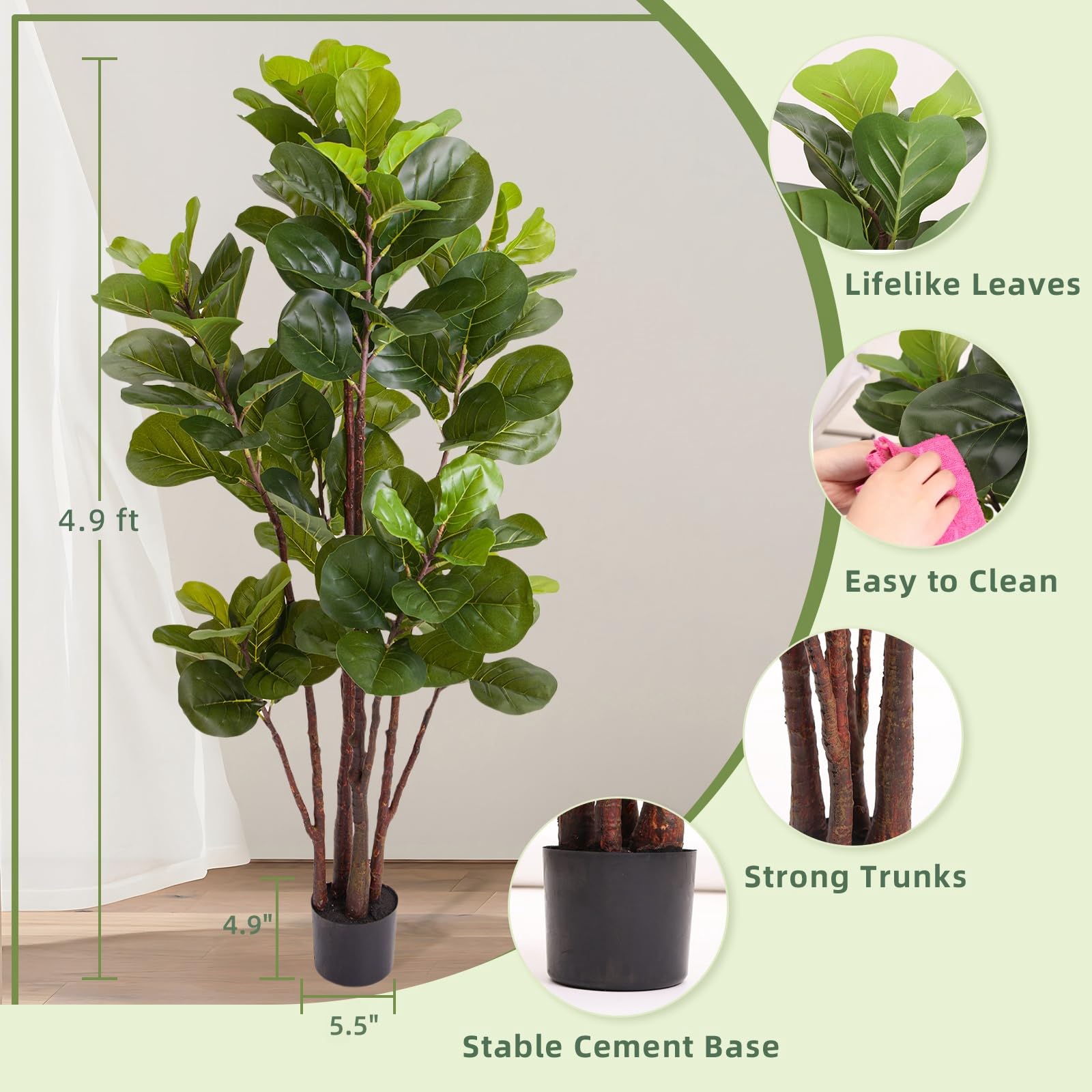 Árbol Artificial de Ficus Lyra - Ficus Lyrata Tree reseña y precio